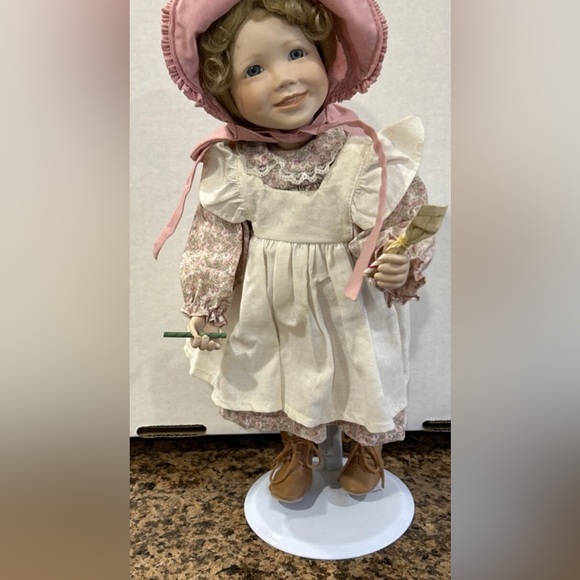Adorable Pink and White Doll with Bonnet - Picture 1 of 5
